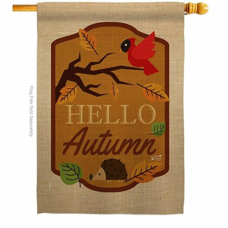 PATIO TRASERO 28 x 40 in. Hello Autumn House Flag with Fall Harvest & Double-Sided Vertical Flags  Banner Garden PA3906376